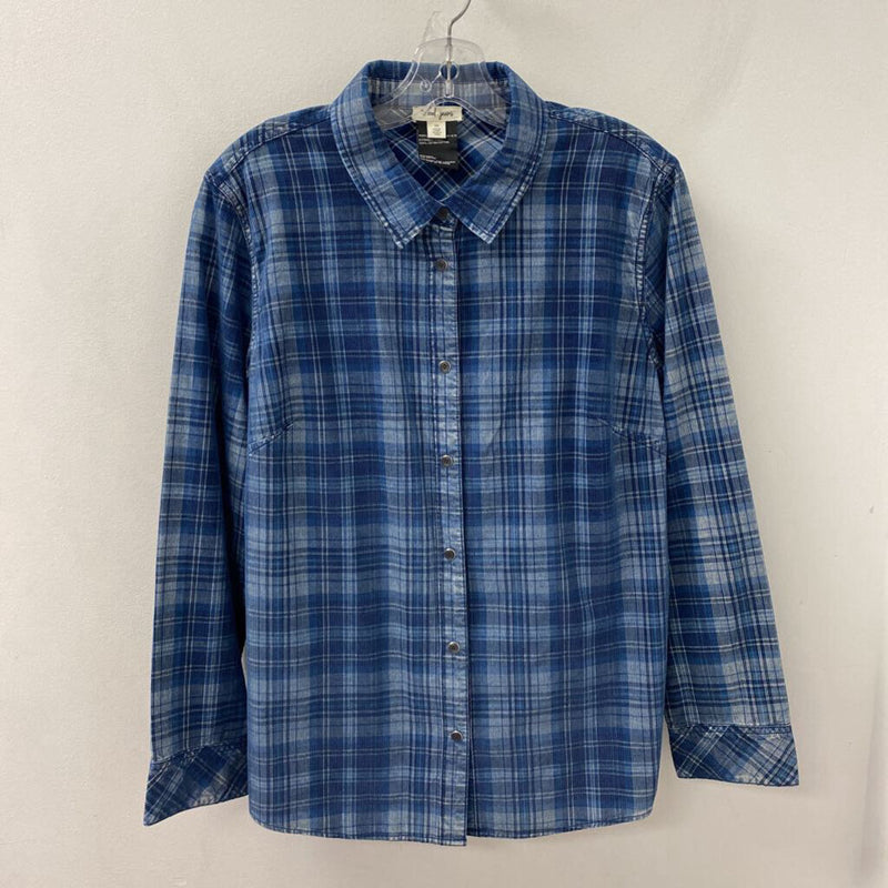 tribal jeans WOMEN'S BLOUSE/SHIRT blue plaid L