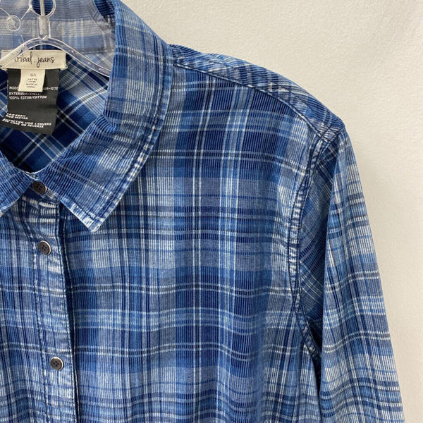 tribal jeans WOMEN'S BLOUSE/SHIRT blue plaid L