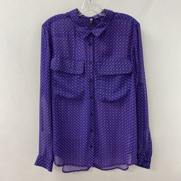 KUT from the Kloth WOMEN'S BLOUSE/SHIRT blue patterned XL
