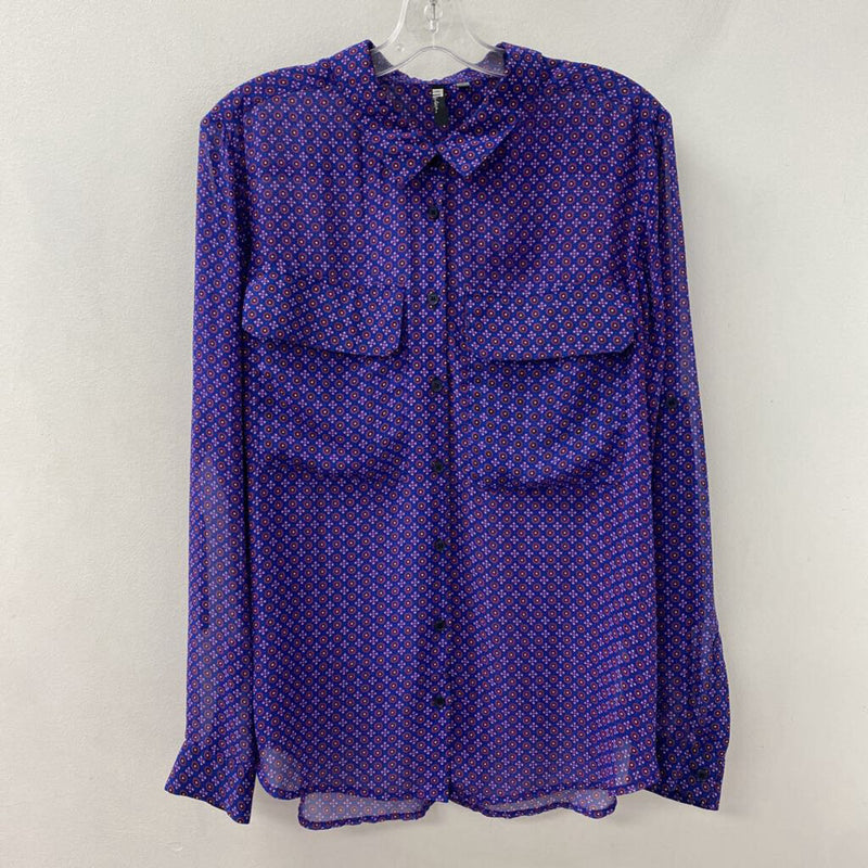 KUT from the Kloth WOMEN'S BLOUSE/SHIRT blue patterned XL