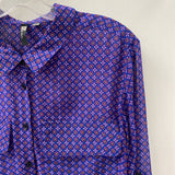 KUT from the Kloth WOMEN'S BLOUSE/SHIRT blue patterned XL