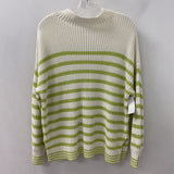 CUPCAKES AND CASHMERE WOMEN'S SWEATER white lime stripe M