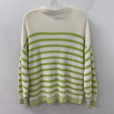 CUPCAKES AND CASHMERE WOMEN'S SWEATER white lime stripe M