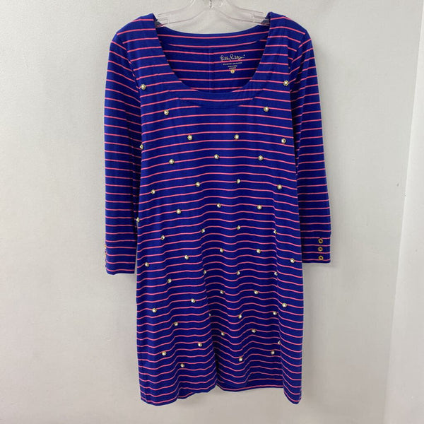 lilly pulitzer WOMEN'S DRESS blue pink stripe L