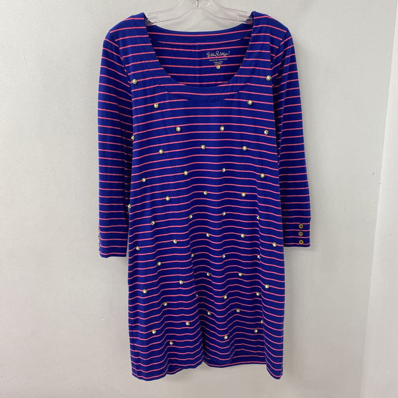 lilly pulitzer WOMEN'S DRESS blue pink stripe L