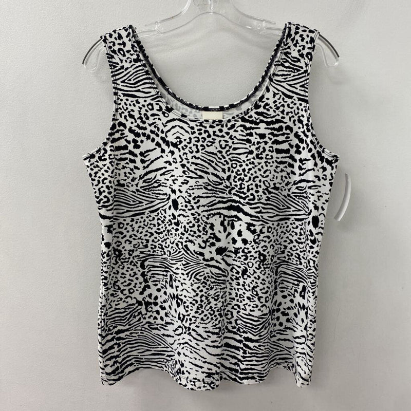 CHICOS WOMEN'S TANK/CAMI white black animal print L/2