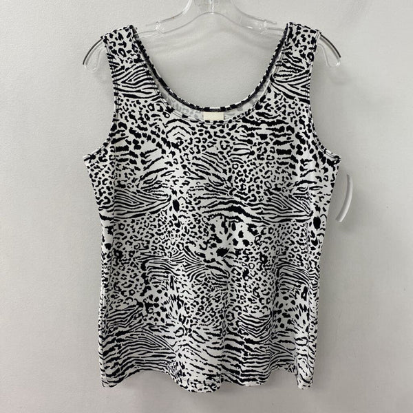 CHICOS WOMEN'S TANK/CAMI white black animal print L/2