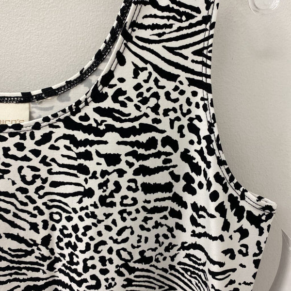 CHICOS WOMEN'S TANK/CAMI white black animal print L/2