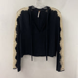 FREE PEOPLE WOMEN'S TOP french navy beige mix S