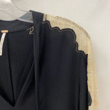 FREE PEOPLE WOMEN'S TOP french navy beige mix S