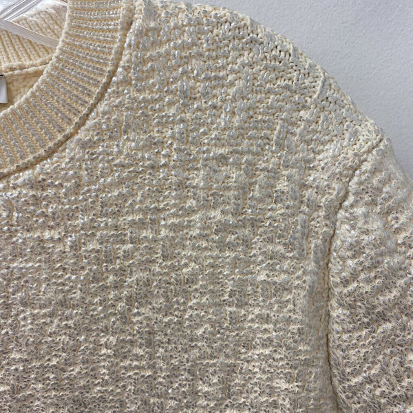 ZARA WOMEN'S TOP cream silver mix L