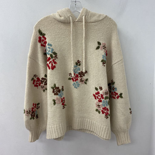 ZARA WOMEN'S SWEATER cream multi mix M