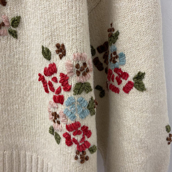 ZARA WOMEN'S SWEATER cream multi mix M