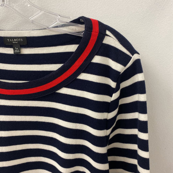 TALBOTS WOMEN'S DRESS navy cream red mix LP