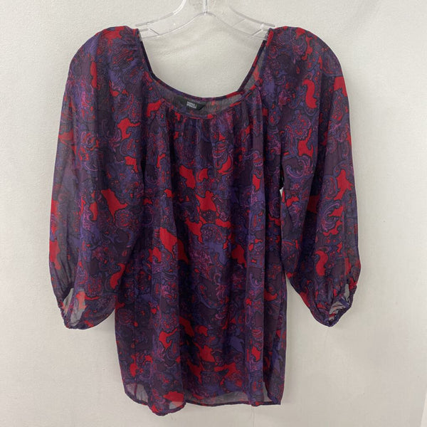 marks & spencer WOMEN'S BLOUSE/SHIRT purple burgundy mix S