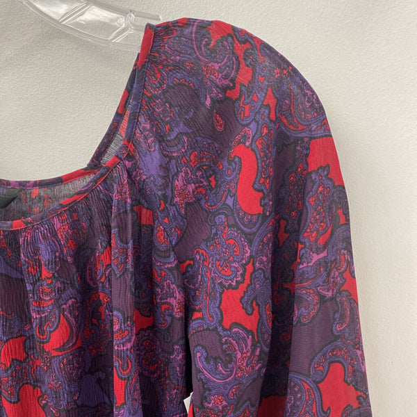 marks & spencer WOMEN'S BLOUSE/SHIRT purple burgundy mix S