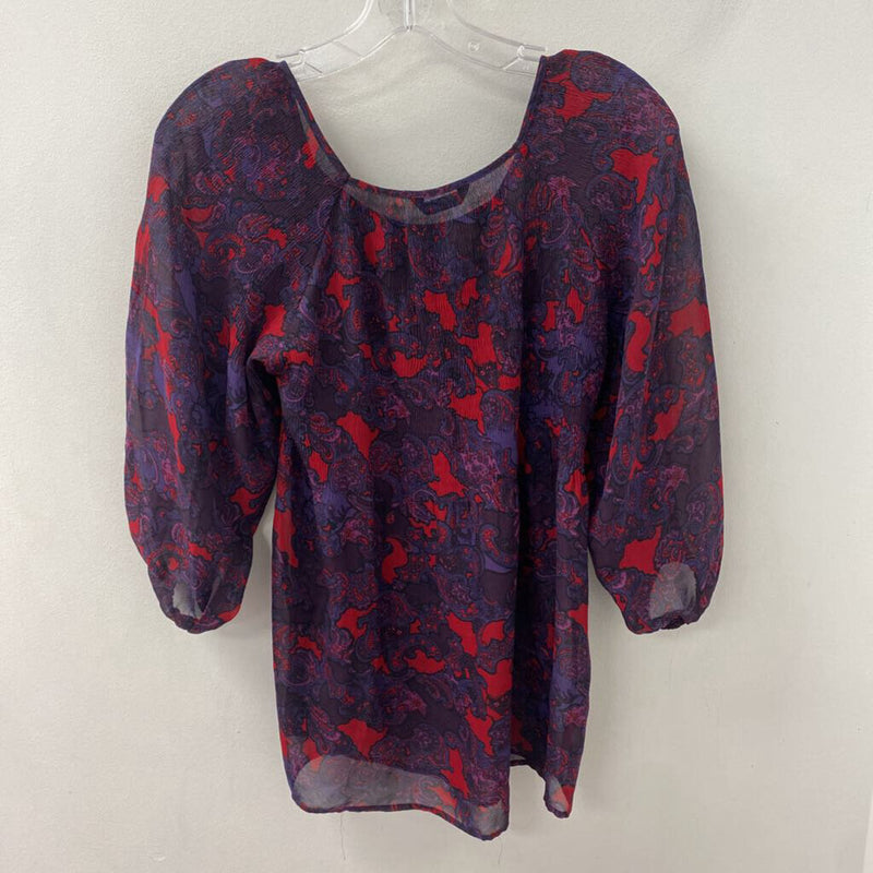 marks & spencer WOMEN'S BLOUSE/SHIRT purple burgundy mix S