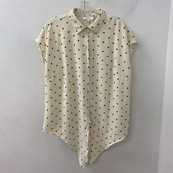 C by One (Chapter One) WOMEN'S PLUS TOP cream green mix 1X