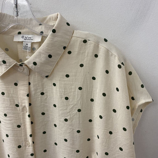 C by One (Chapter One) WOMEN'S PLUS TOP cream green mix 1X