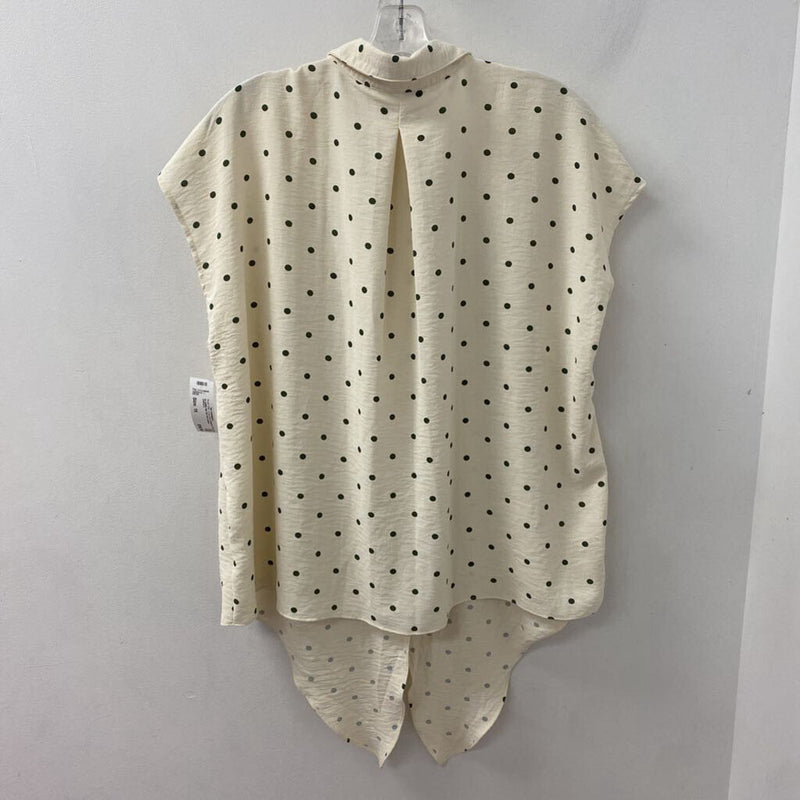 C by One (Chapter One) WOMEN'S PLUS TOP cream green mix 1X