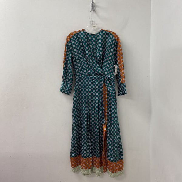 SANDRO WOMEN'S DRESS green orange S