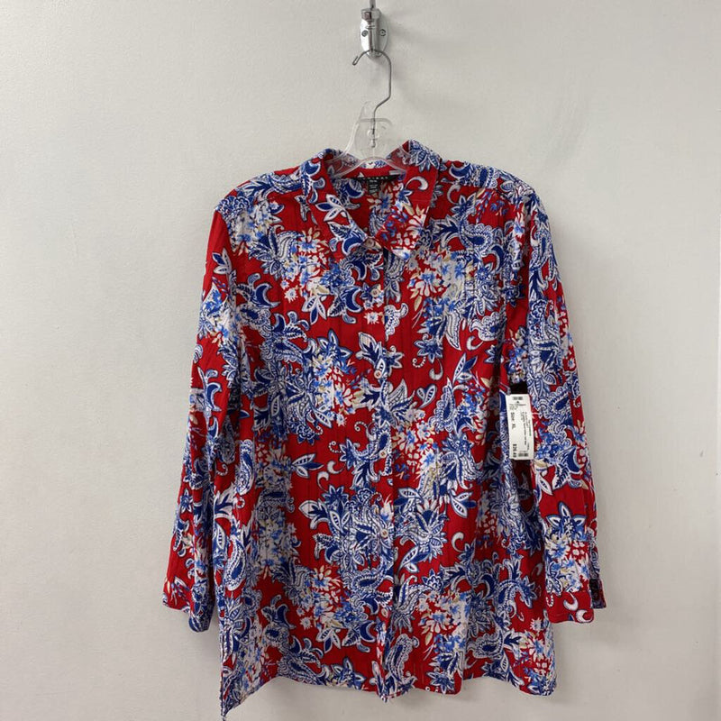 TRIBAL WOMEN'S BLOUSE/SHIRT red blue white mix XL