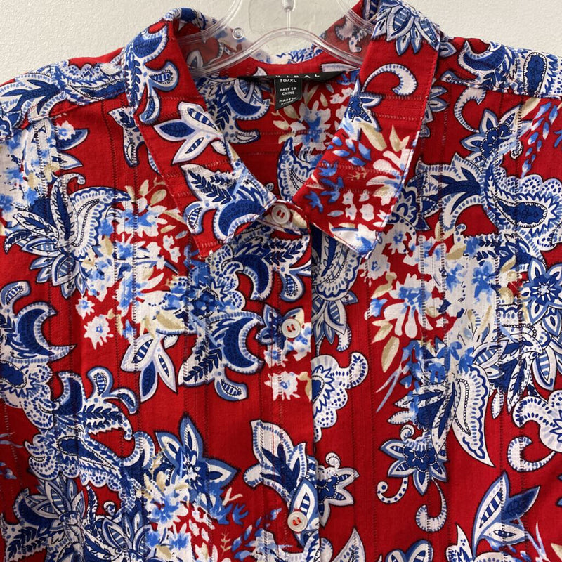 TRIBAL WOMEN'S BLOUSE/SHIRT red blue white mix XL