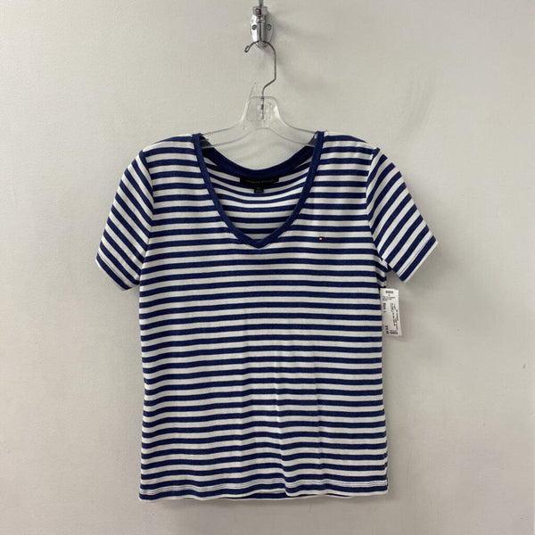 TOMMY HILFIGER WOMEN'S T-SHIRT blue white mix L