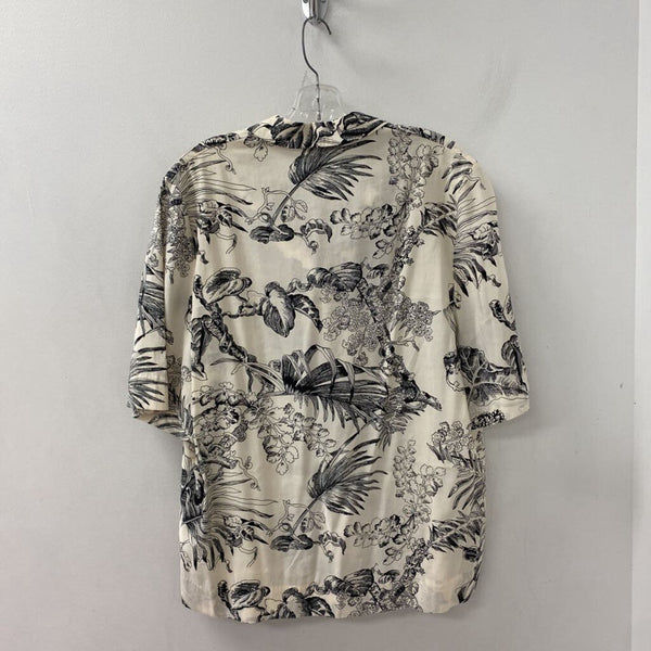 COS WOMEN'S BLOUSE/SHIRT off white black mix XL