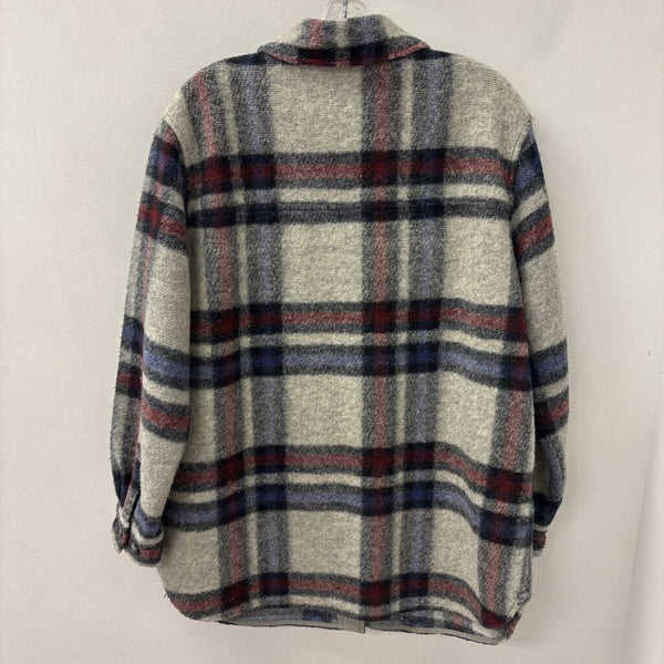 ROOTS WOMEN'S COAT grey plaid XL