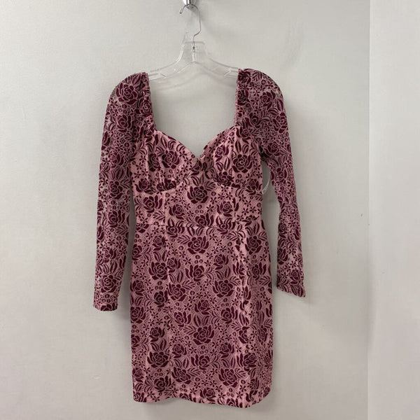 ADELYN RAE WOMEN'S DRESS pink burgundy mix S