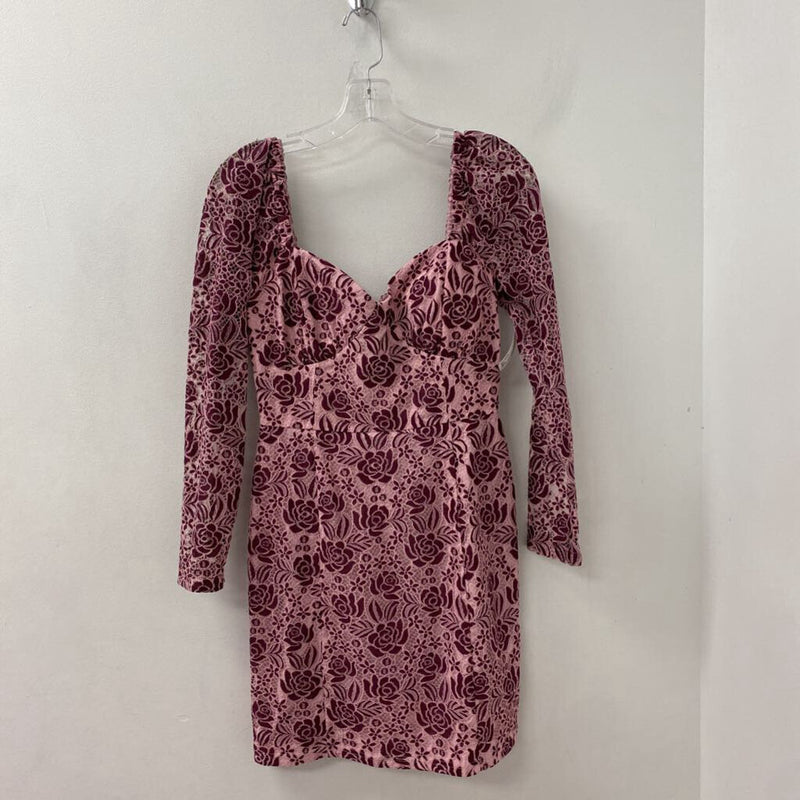 ADELYN RAE WOMEN'S DRESS pink burgundy mix S