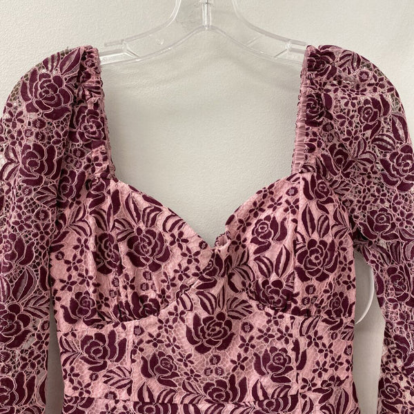 ADELYN RAE WOMEN'S DRESS pink burgundy mix S