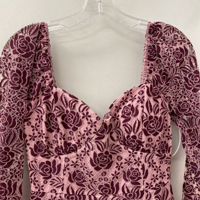 ADELYN RAE WOMEN'S DRESS pink burgundy mix S