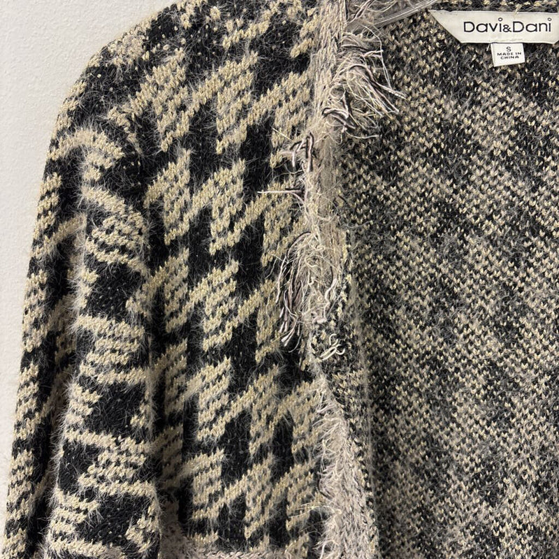 DAVI&DANI WOMEN'S CARDIGAN black taupe mix S