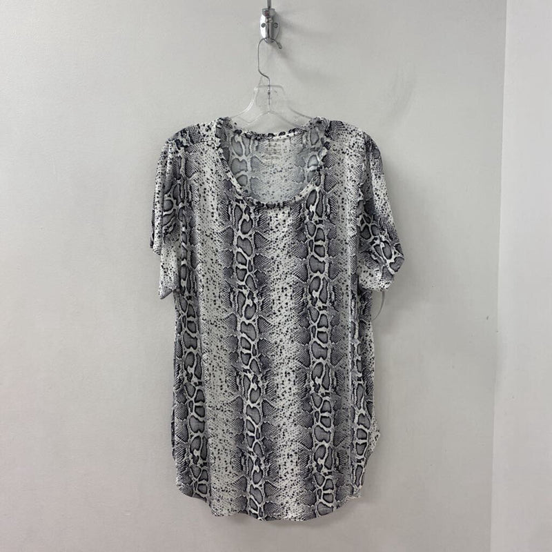 WOMEN'S PLUS TOP white black mix 2X