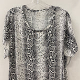 WOMEN'S PLUS TOP white black mix 2X