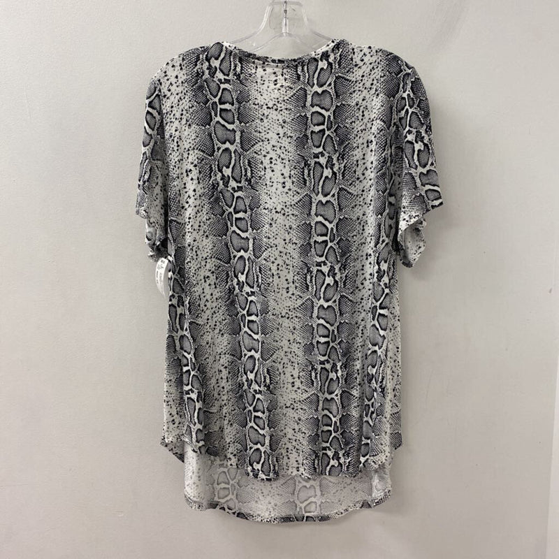 WOMEN'S PLUS TOP white black mix 2X