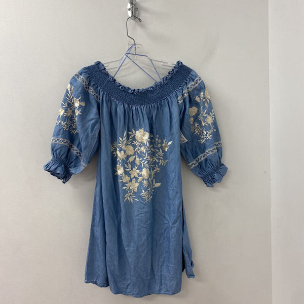 ZARA WOMEN'S DRESS blue white XS