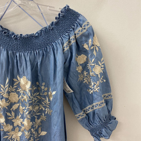 ZARA WOMEN'S DRESS blue white XS