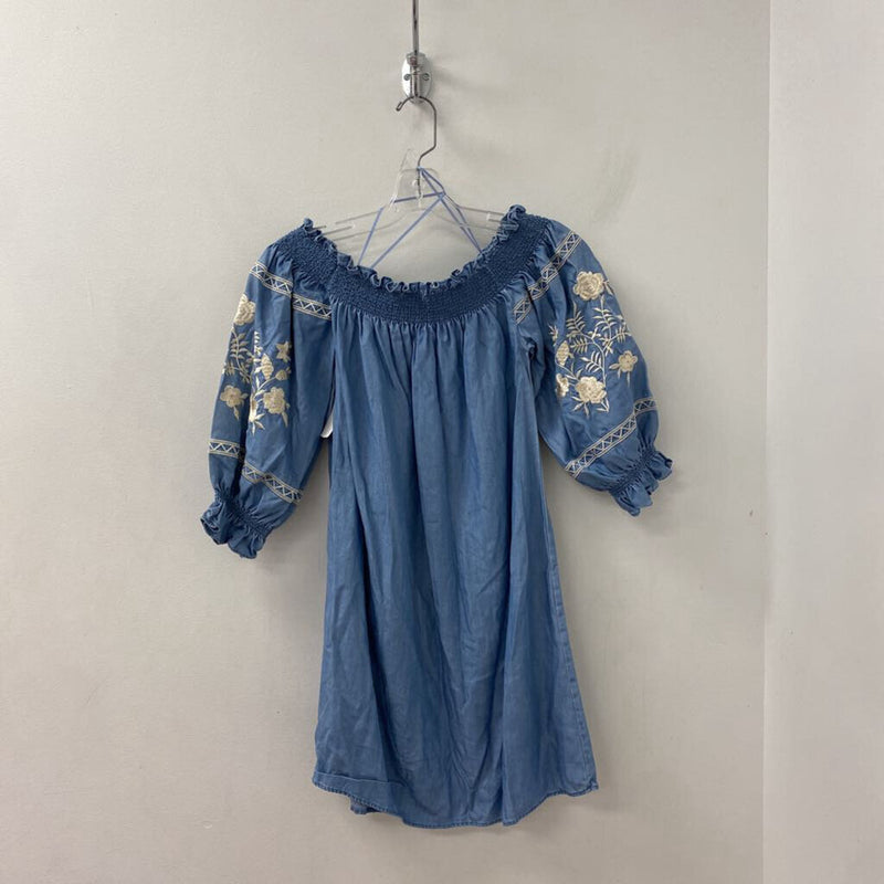 ZARA WOMEN'S DRESS blue white XS