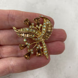 WOMEN'S BROOCH brown gold