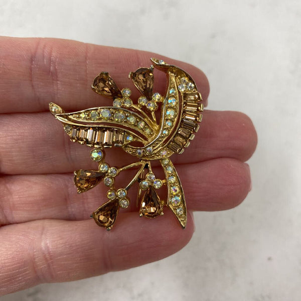 WOMEN'S BROOCH brown gold