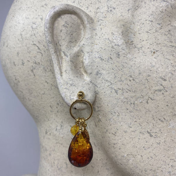 925 WOMEN'S EARRINGS amber gold