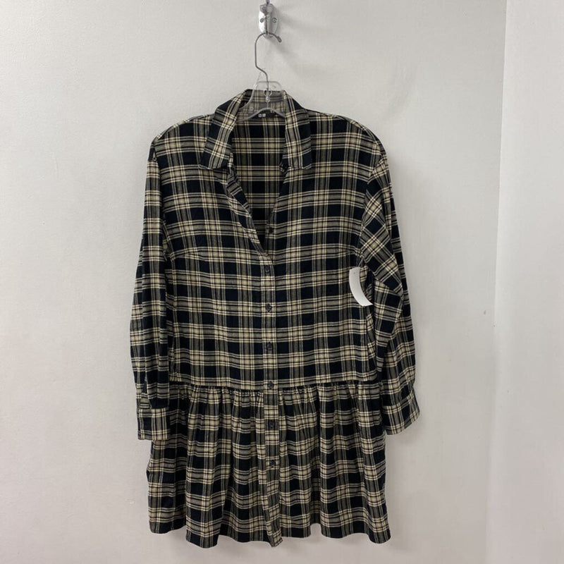 UNIQLO WOMEN'S DRESS cream black mix XS