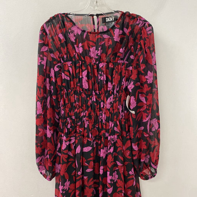 DKNY WOMEN'S DRESS navy red pink mix 8