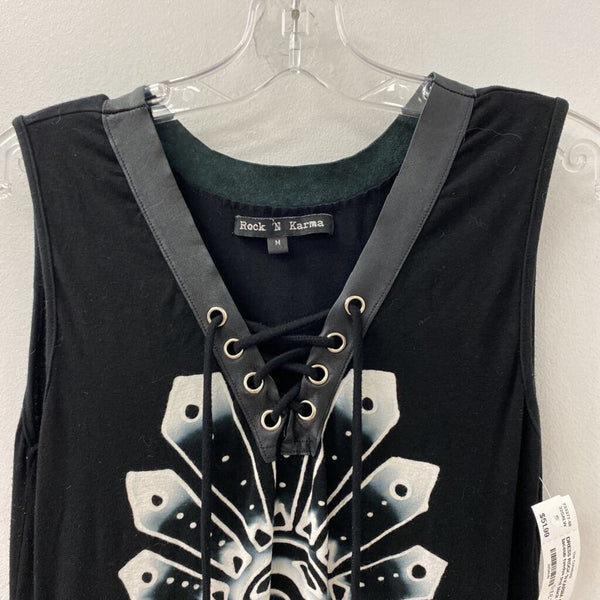 ROCK 'N KARMA WOMEN'S DRESS black white mix M