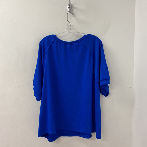 WOMEN'S PLUS TOP blue 1X