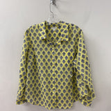 J JILL/PUREJILL WOMEN'S BLOUSE/SHIRT yellow grey print XLP