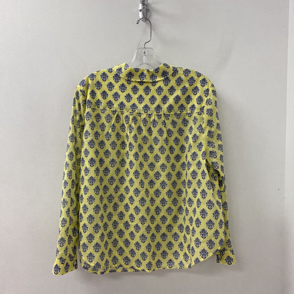 J JILL/PUREJILL WOMEN'S BLOUSE/SHIRT yellow grey print XLP